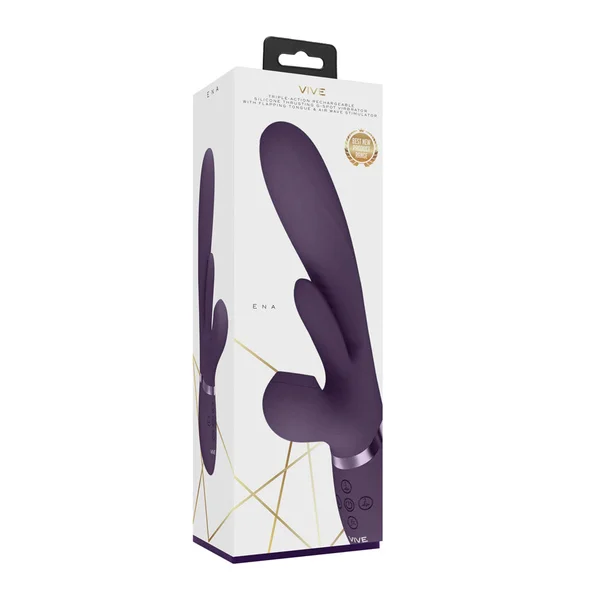 VIVE Ena - Purple - Purple 25 cm USB Rechargeable Thrusting Vibrator with Air Wave Stimulator — image 9 of 9