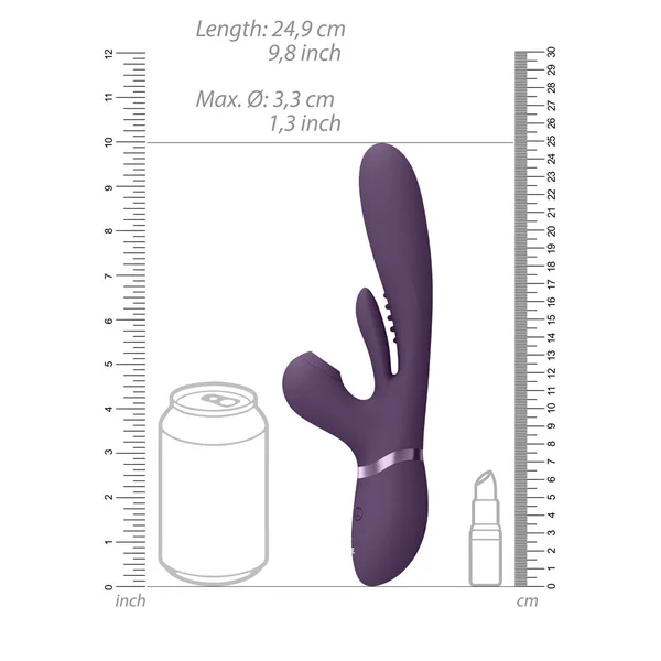 VIVE Ena - Purple - Purple 25 cm USB Rechargeable Thrusting Vibrator with Air Wave Stimulator — image 8 of 9