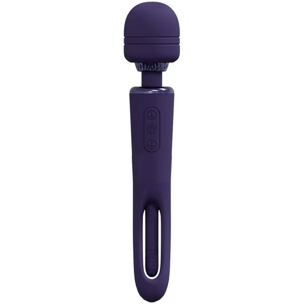 VIVE Kiku - Purple - Purple 25.2 cm USB Rechargeable Dual End Massage Wand with Flapping Tip — image 3 of 5