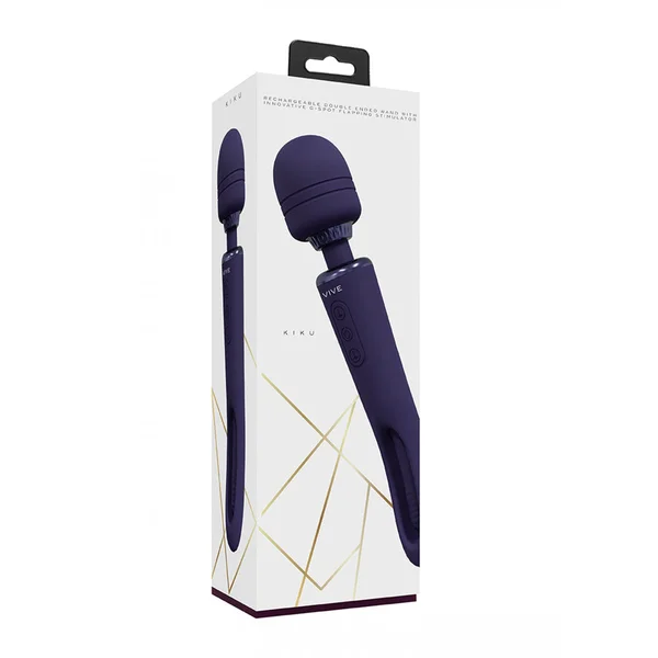 VIVE Kiku - Purple - Purple 25.2 cm USB Rechargeable Dual End Massage Wand with Flapping Tip — image 4 of 5