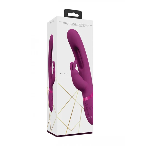 VIVE Mika - Pink - Pink 23.2 cm USB Rechargeable Rabbit Vibrator with Flapping Shaft — image 5 of 6