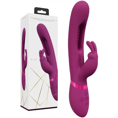 vive mika pink pink 232 cm usb rechargeable rabbit vibrator with flapping shaft
