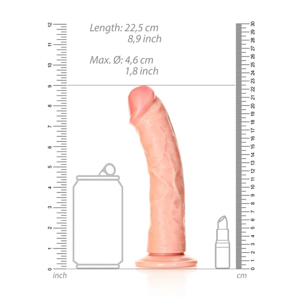 REALROCK Realistic Regular Curved Dildo with Suction Cup - 20 cm - Flesh 20 cm (8'') Dong — image 8 of 8