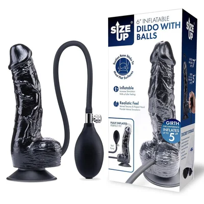 size up 6 inch inflatable dildo with balls black 178 cm inflatable dong