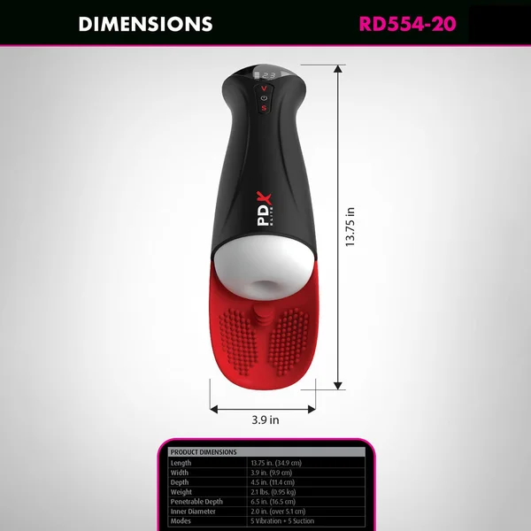 PDX Elite Fap-O-Matic Pro XL - White/Red - White USB Rechargeable Auto Stroker — image 6 of 7
