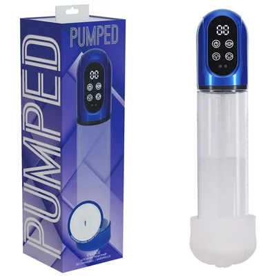 pumped engage automatic penis pump blue metallic blue usb rechargeable auto penis pump