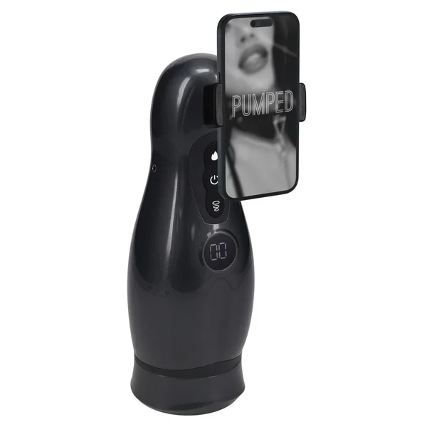 PUMPED Virtuo - Gunmetal - Gunmetal Grey/Clear USB Rechargeable Sucking And Vibrating Auto Masturbator — image 4 of 9
