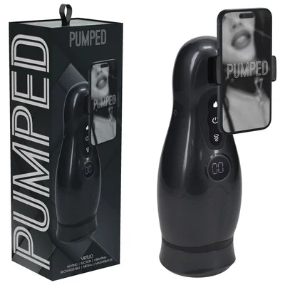 pumped virtuo gunmetal gunmetal greyclear usb rechargeable sucking and vibrating auto masturbator