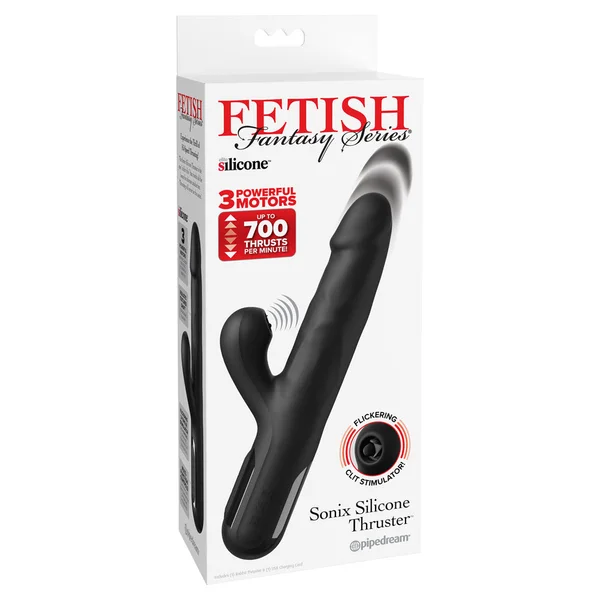 FFS Sonix Silicone Thruster - Black 22 cm USB Rechargeable Thrusting Vibrator with Flicking Clit Stim — image 8 of 8