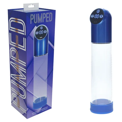 pumped automatic waterproof pump metal blue blueclear usb rechargeable automatic penis pump