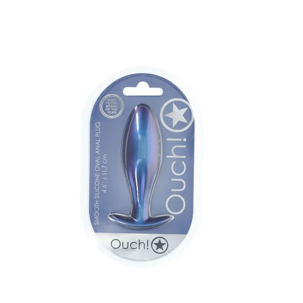OUCH! Oval Anal Plug - Metallic Blue - Metallic Blue 11.7 cm Butt Plug — image 3 of 4