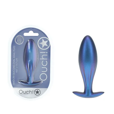 ouch oval anal plug metallic blue metallic blue 117 cm butt plug