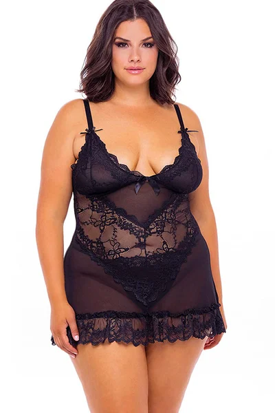 Oh La La Cheri Valentine Lace 2 Piece Babydoll & Thong Set — image 3 of 6