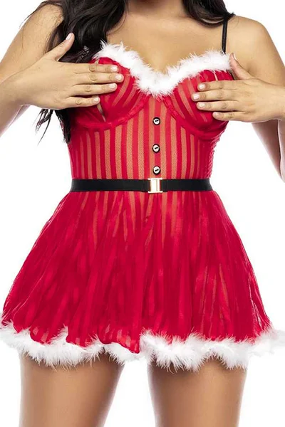 Mapale by Espiral Mrs Claus Peek A Boo Babydoll & Hat Costume — image 6 of 12