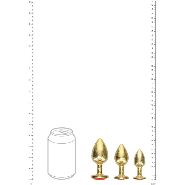 OUCH! Milan Collection - Metal Anal Plug Set - Gold - Gold Butt Plugs with Gem Bases - Set of 3 Sizes — image 6 of 7