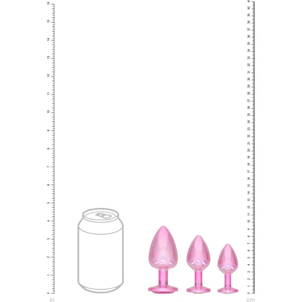OUCH! Paris Collection - Metal Anal Plug Set - Pink - Metallic Pink Butt Plugs with Gem Bases - Set of 3 Sizes — image 6 of 7