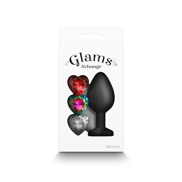 Glams Xchange Heart - Medium - Black Medium Butt Plug with Interchangeable Heart Gems — image 5 of 5