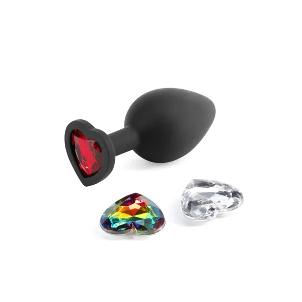 Glams Xchange Heart - Medium - Black Medium Butt Plug with Interchangeable Heart Gems — image 3 of 5