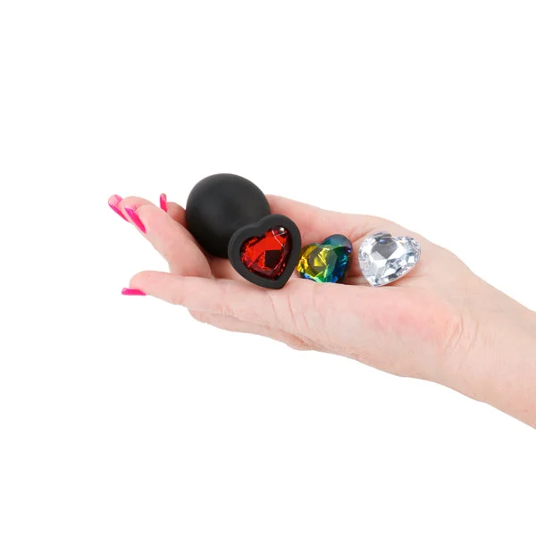 Glams Xchange Heart - Medium - Black Medium Butt Plug with Interchangeable Heart Gems — image 2 of 5