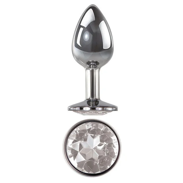 Adam & Eve Clear Gem Anal Plug - Medium - Metallic 8.2 cm Medium Butt Plug with Clear Gem Base — image 2 of 3