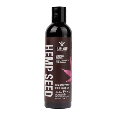 hemp seed massage body oil zen berry rose blackberry yellow rose amber scented 237 ml