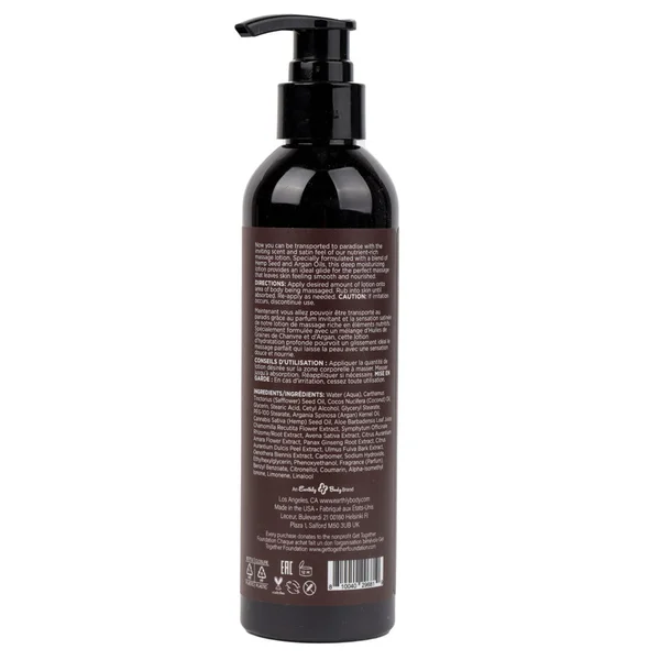 Hemp Seed Massage Lotion - Kashmir Musk (Brandy, Jasmine, Cedarwood Musk) Scented - 237 ml Bottle — image 2 of 2