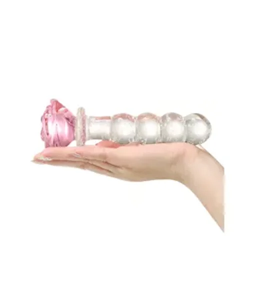 Lucent Glow In The Dark Beaded Rose Glass Massager