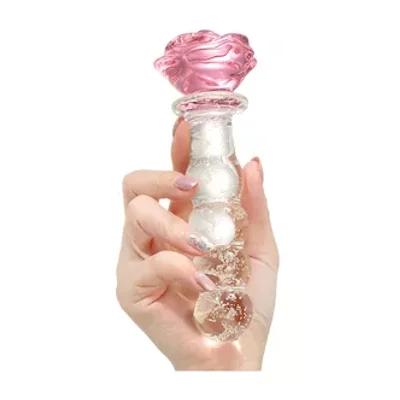 lucent glow in the dark beaded rose glass massager