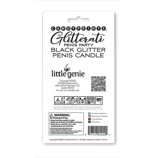 Glitterati Black Glitter Penis Candle - Black 10 cm Penis Party Candle — image 4 of 4