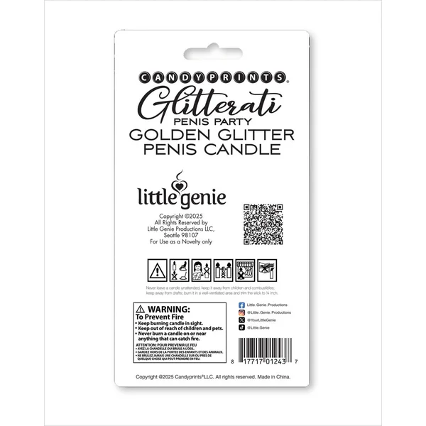Glitterati Gold Glitter Penis Candle - Gold 10 cm Penis Party Candle — image 4 of 4
