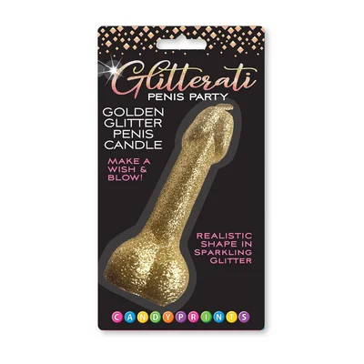 glitterati gold glitter penis candle gold 10 cm penis party candle