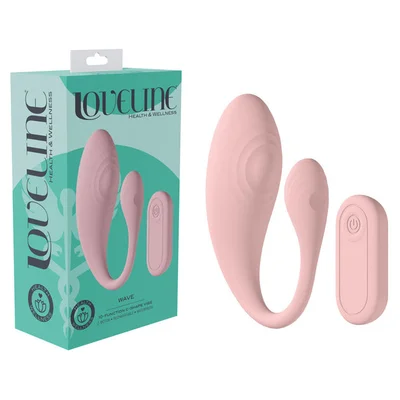 loveline wave pink usb rechargeable c shaped vibrator with remote