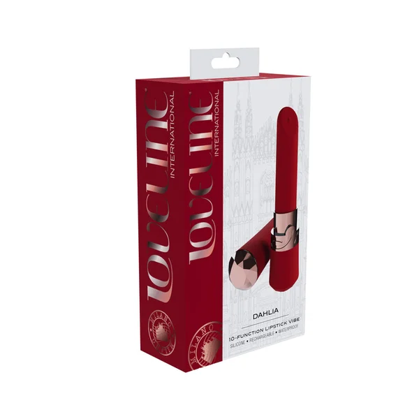 LOVELINE Dahlia - Red - Red 12.5 cm USB Rechargeable Lipstick Vibrator — image 5 of 5