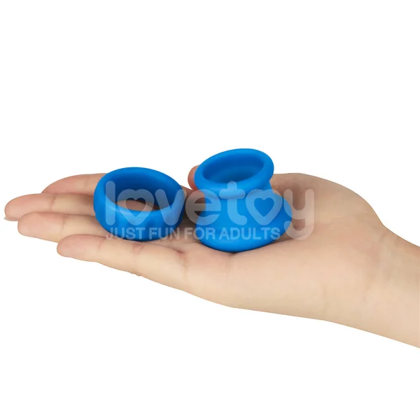 Pinnacle Pro Twin Flex - Blue Cock & Balls Rings — image 3 of 9