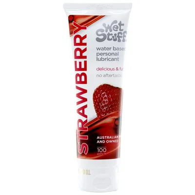 wet stuff strawberry 100g tube strawberry flavoured water based lubricant 100 gram tube