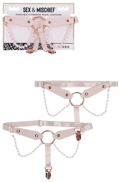 Sex & Mischief Peaches N Creame Pearl Chain Garters — image 11 of 15