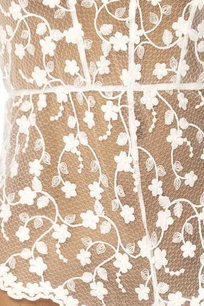 Mapale by Espiral Star White Embroidered Sheer Romper with Snap Crotch — image 5 of 5