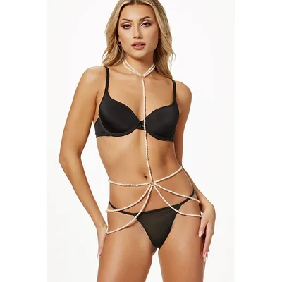 seven til midnight pearl chain harness with attached choker