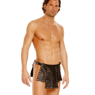elegant moments bound in black studded leather kilt