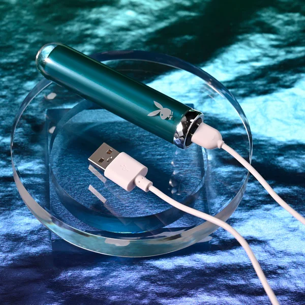 Playboy Pleasure EMERALD - Blue 9.1 cm USB Rechargeable Glass Tipped Bullet — image 9 of 9