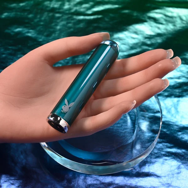 Playboy Pleasure EMERALD - Blue 9.1 cm USB Rechargeable Glass Tipped Bullet — image 3 of 9