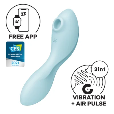 satisfyer curvy trinity 5 app control vibrator stimulator blue