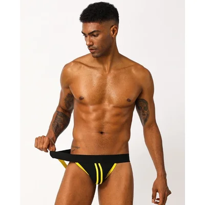 club jox two stripes or racing stripes yellow jockstrap