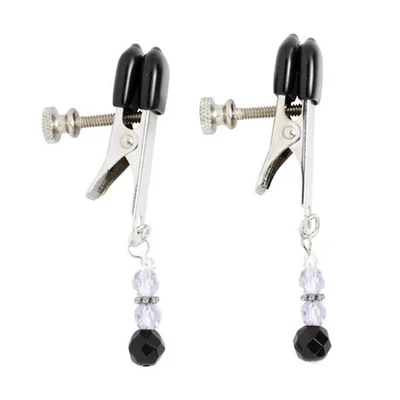 spartacus adjustable broad tip beaded nipple clamps purple
