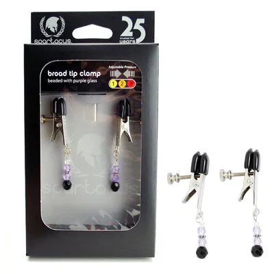 spartacus adjustable broad tip beaded nipple clamps purple