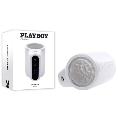 playboy pleasure spin doctor white usb rechargeable vibrating spinning stroker