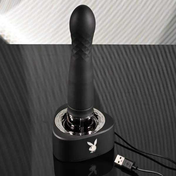 Playboy Pleasure PLEASURE ZONE - Black 21.4 cm Rechargeable Vibrator with USB Charging Dock — image 9 of 9