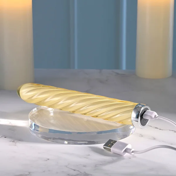 Playboy Pleasure TWIST OF FATE - Yellow Glass 17.5 cm USB Rechargeable Vibrator