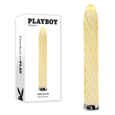 playboy pleasure twist of fate yellow glass 175 cm usb rechargeable vibrator