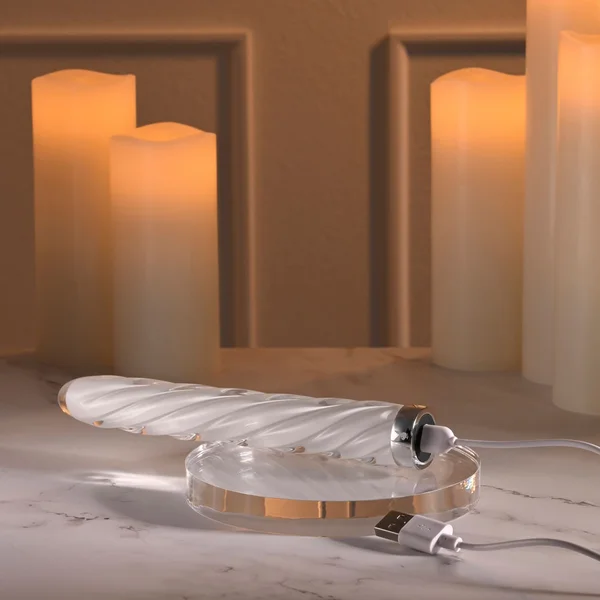 Playboy Pleasure IN A TWIST - White Glass 17.5 cm USB Rechargeable Vibrator — image 8 of 8
